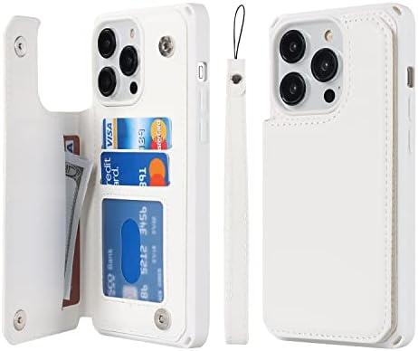 קאבור לאייפון 14 פרו מקרה ארנק עם כרטיס מחזיק מקרה [3 כרטיס חריצים] [עם שרוך] עור מפוצל להעיף עמיד הלם